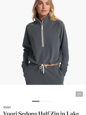Vuori Sedona Half-Zip Pullover in Lake Gray with Contrast Zipper